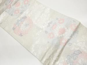 鴛鴦に花唐草模様織出し名古屋帯